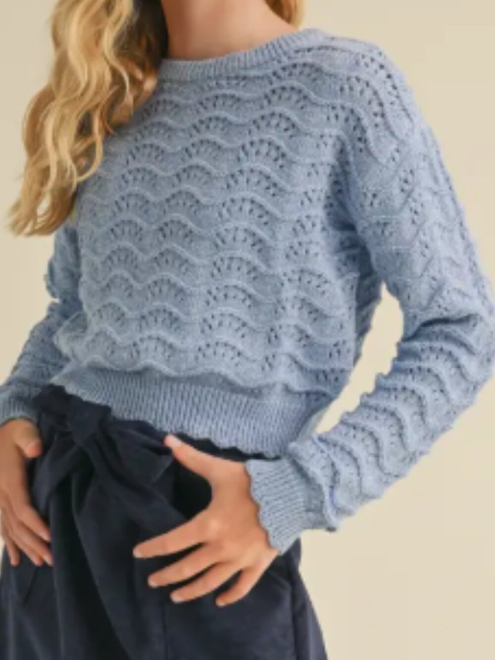 Girls Wavy Knitwear Pull Over